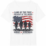 Land of the Free Because of the Brave Cotton T-Shirt in White
