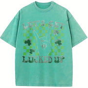 Let's Get Lucked Up Vintage Washed T-Shirt in Blue