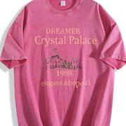 For Formal Urban Distressed Enthusiasts Vintage Washed T-Shirt in Red