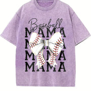 Baseball Mama Coquette Bow Vintage Washed T-Shirt in Purple