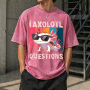I Axolotl Questions Retro Vintage Washed T-Shirt in Red