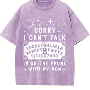 Sorry I Can't Talk I'm on the Phone with My Mom Ouija Vintage Washed T-Shirt in Purple