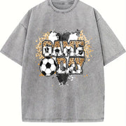 Game Day Soccer Vintage Washed T-Shirt in Gray