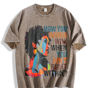 How You Gonna Win When You Ain't Right Within Vintage Washed T-Shirt in Brown