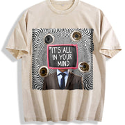 Black This Is All in Your Mind Vintage Washed T-Shirt in Beige
