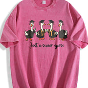 Preppy Graduation Goose Vintage Washed T-Shirt in Red