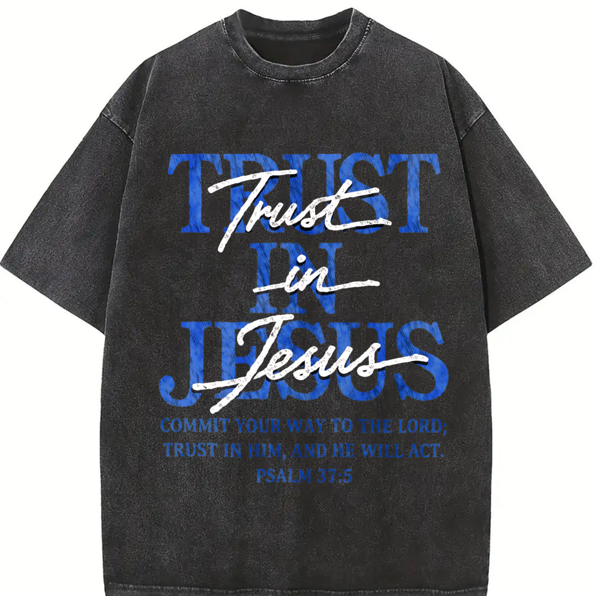 Trust in Jesus Vintage Washed T-Shirt in Black