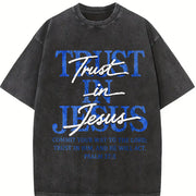 Trust in Jesus Vintage Washed T-Shirt in Black