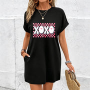 A Dress with a Romantic Heart for Valentine's Day Cotton T-Shirt in Black