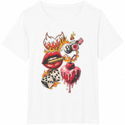 Retro Love Neo Traditional Tattoo Cotton T-Shirt in White