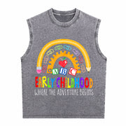 For Early Childhood Teachers Vintage Washed Tank Top in Gray
