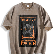 Retro Eye-catching Patterns Vintage Washed T-Shirt in Brown