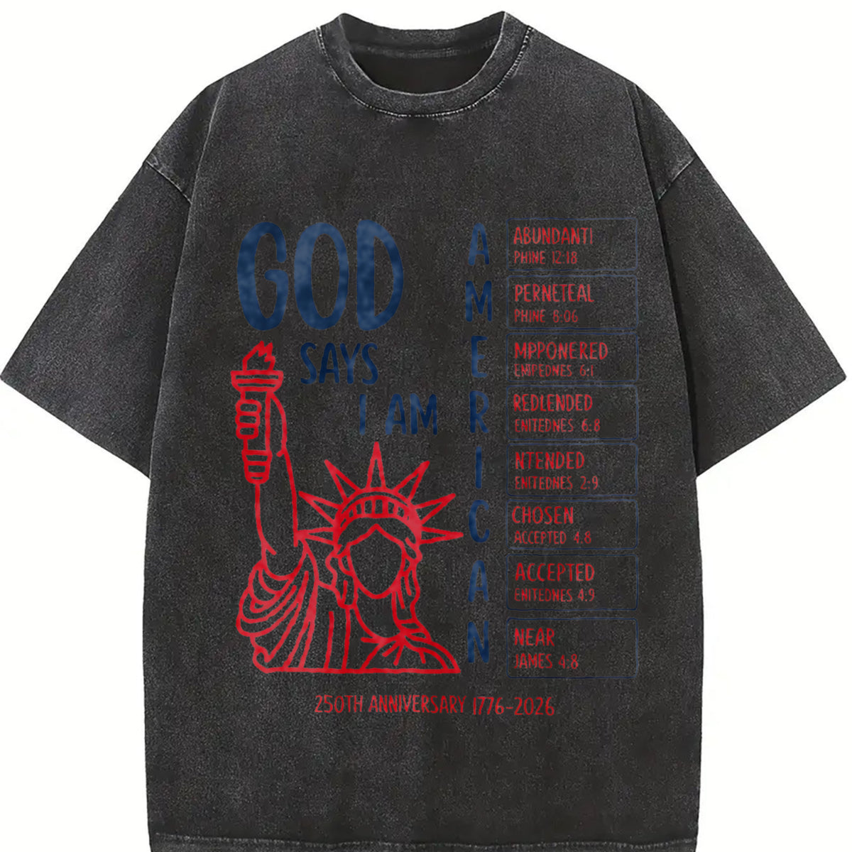 Christian Bible Verse 250 Years Vintage Washed T-Shirt in Black