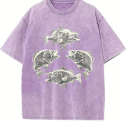 Bass Fish 90s Retro ® Y2k Fish Vintage Washed T-Shirt in Purple