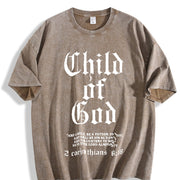 ’Child Of God' vintage washed oversized T-shirt in Brown