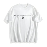 Dog Mama Paw Dog Mom Cotton T-Shirt in White
