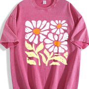 Wash Floral Vintage Washed T-Shirt in Red