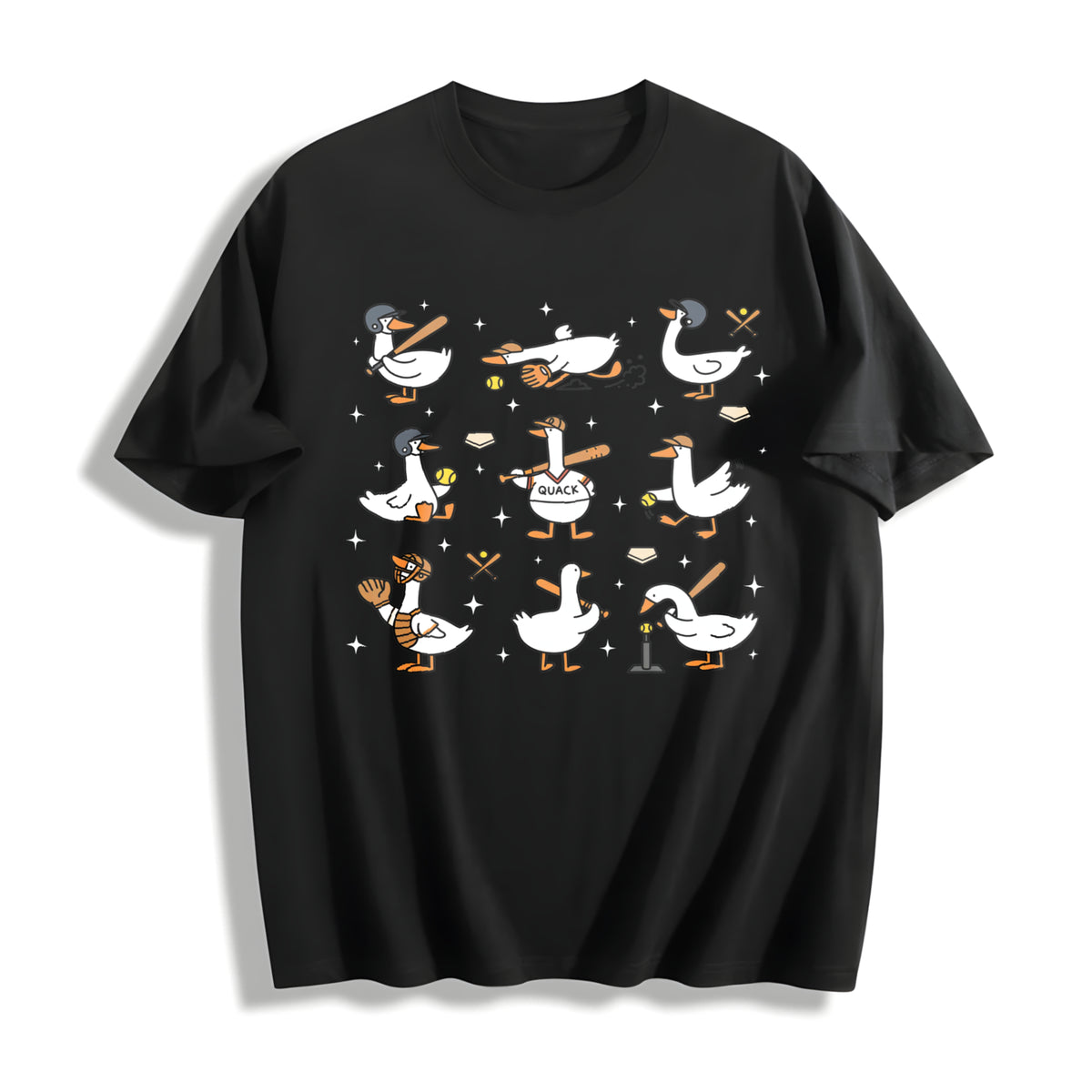 Silly Goose Softball Cotton T-Shirt in Black