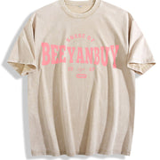 For Formal Urban Distressed Enthusiasts Vintage Washed T-Shirt in Beige