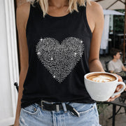 Cartoon Heart Vest Women's Color Cotton Tank Top in Black