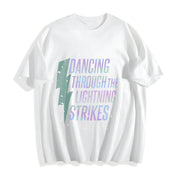 Opalite Showgirl Dancing Through the Lightning Strikes Cotton T-Shirt in White