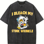 I Bleach My Stink Wrinkle vintage washed oversized T-shirt in Black
