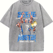 Retro Limited WWE Stone Cold Austin WrestleMania 41 vintage washed oversized T-shirt in Gray