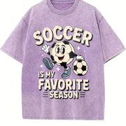Soccer Is My Favorite Season Vintage Washed T-Shirt in Purple