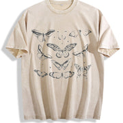 Butterfly 90s Retro Gardening Vintage Washed T-Shirt in Beige
