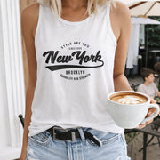 New York Brooklyn Women's Color Cotton Tank Top in White