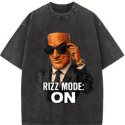 Premium Tung Sahur Rizz Mode Activated Italian Brainrot Vintage Washed T-Shirt in Black