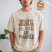 Jesus All Things Are Possible Vintage Washed T-Shirt in Beige