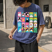 Studio Ghibli Hayao Miyazaki Studio Ghibli No Face Ghibli Vintage Washed T-Shirt in Blue