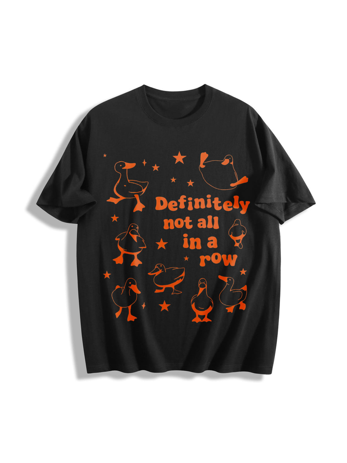 Ducks Not in a Row Cotton T-Shirt in Black