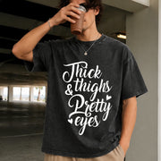 THICK Thighs & Pretty EYES Vintage Washed T-Shirt in Black