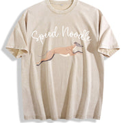 Speed Noodle Greyhound Lover Vintage Washed T-Shirt in Beige