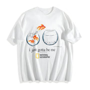 I Just Gotta Be Me Goldfish Cotton T-Shirt in White