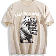 Read More Books Bear Retro 90s Vintage Washed T-Shirt in Beige
