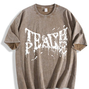 Death Metal Typography Vintage Washed T-Shirt in Brown