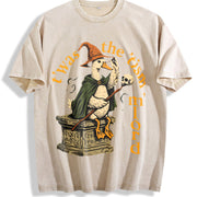 Urban Explorer Statement for Grunge Vibes: Wizard Duck In Vintage Washed T-Shirt in Beige