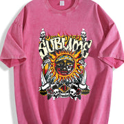 Sublime Sun Distressed Vintage Washed T-Shirt in Red