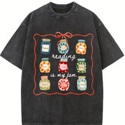 Reading Is My Jam Vintage Washed T-Shirt in Black