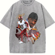 Jayden Daniels Washington Rookie Star Custom Football vintage washed oversized T-shirt in Gray