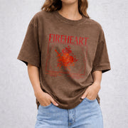Fireheart vintage washed oversized T-shirt in Brown