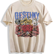 Destiny Club Casino Dice White Vintage Washed T-Shirt in Beige