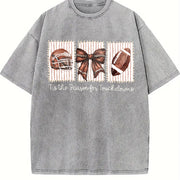 Football Tis the Season for Touchdowns Vintage Washed T-Shirt in Gray