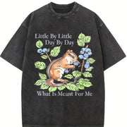 Pure with Squirrel and Berry Vintage Washed T-Shirt in Black