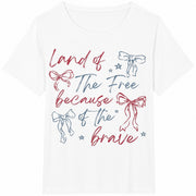 Land of the Free Because of the Brave Png Cotton T-Shirt in White