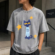 Statement: Black with Text Vintage Washed T-Shirt in Gray