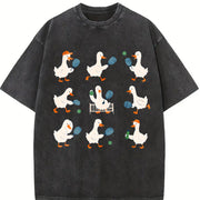 Goose Pickleball Player Vintage Washed T-Shirt in Black